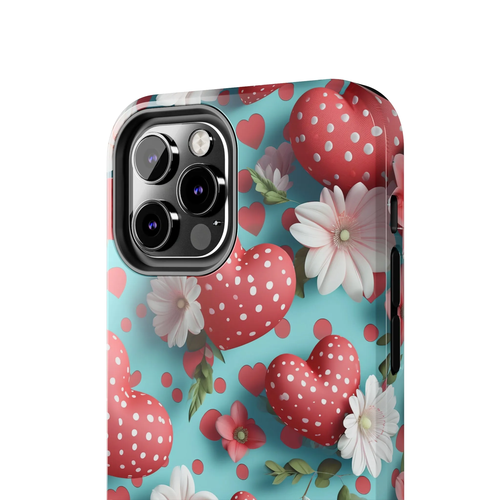 Polka Dot Hearts Digital print Design Tough Phone Case compatible with a large variety of iPhone models, Gift, Phone Case