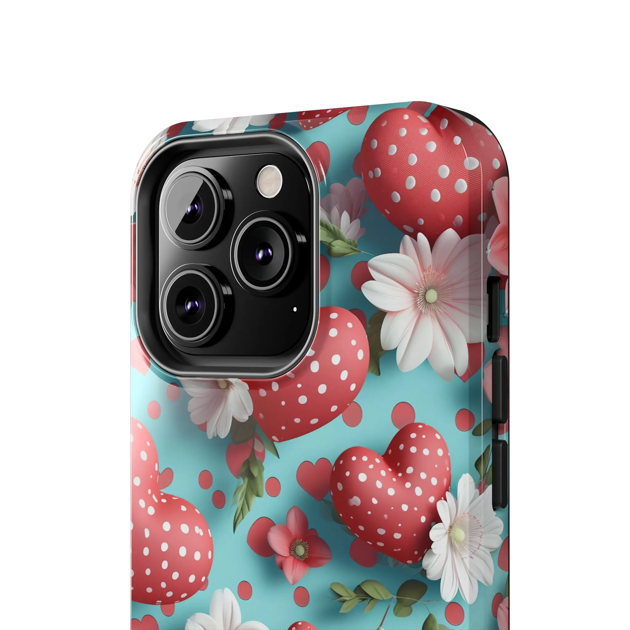 Polka Dot Hearts Digital print Design Tough Phone Case compatible with a large variety of iPhone models, Gift, Phone Case