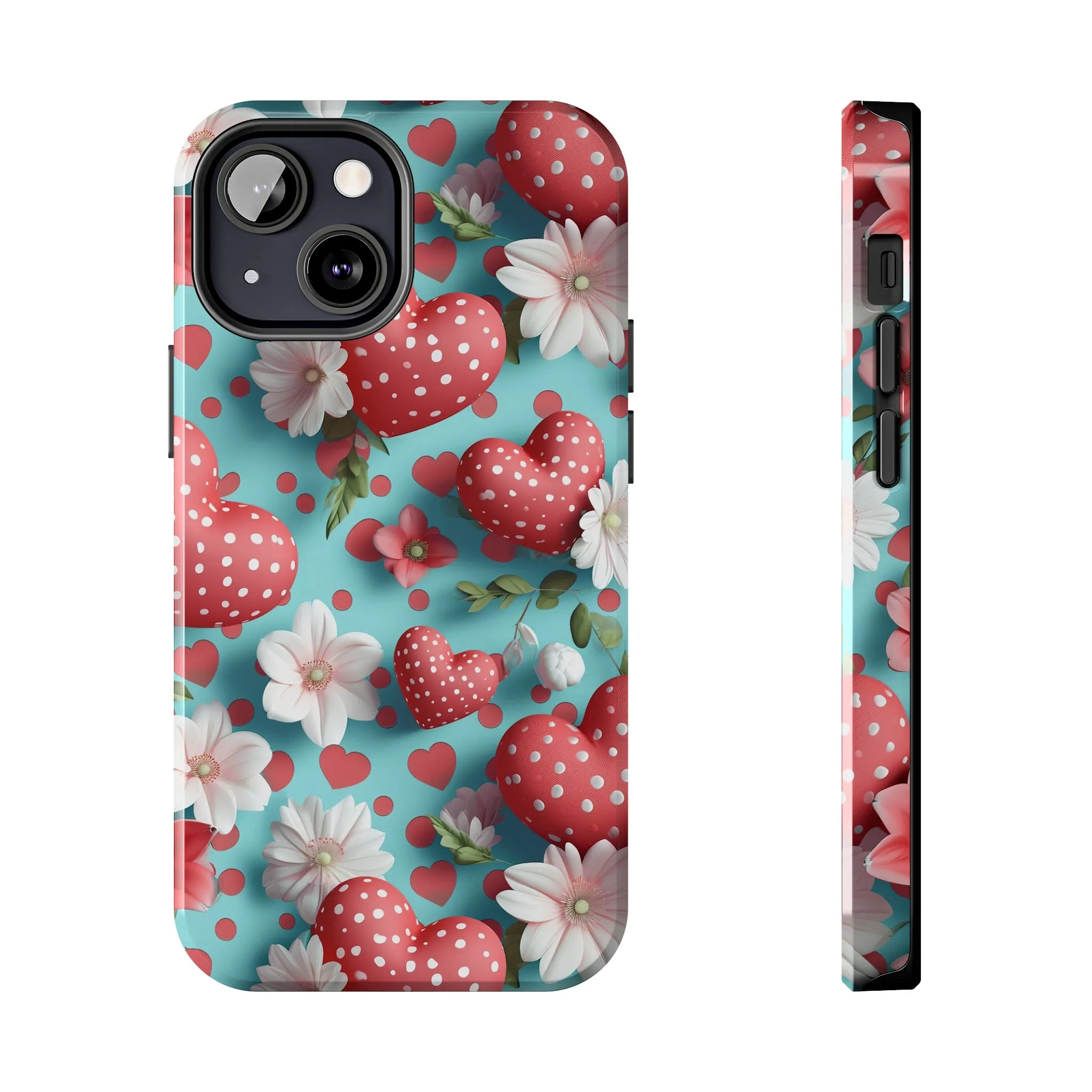 Polka Dot Hearts Digital print Design Tough Phone Case compatible with a large variety of iPhone models, Gift, Phone Case