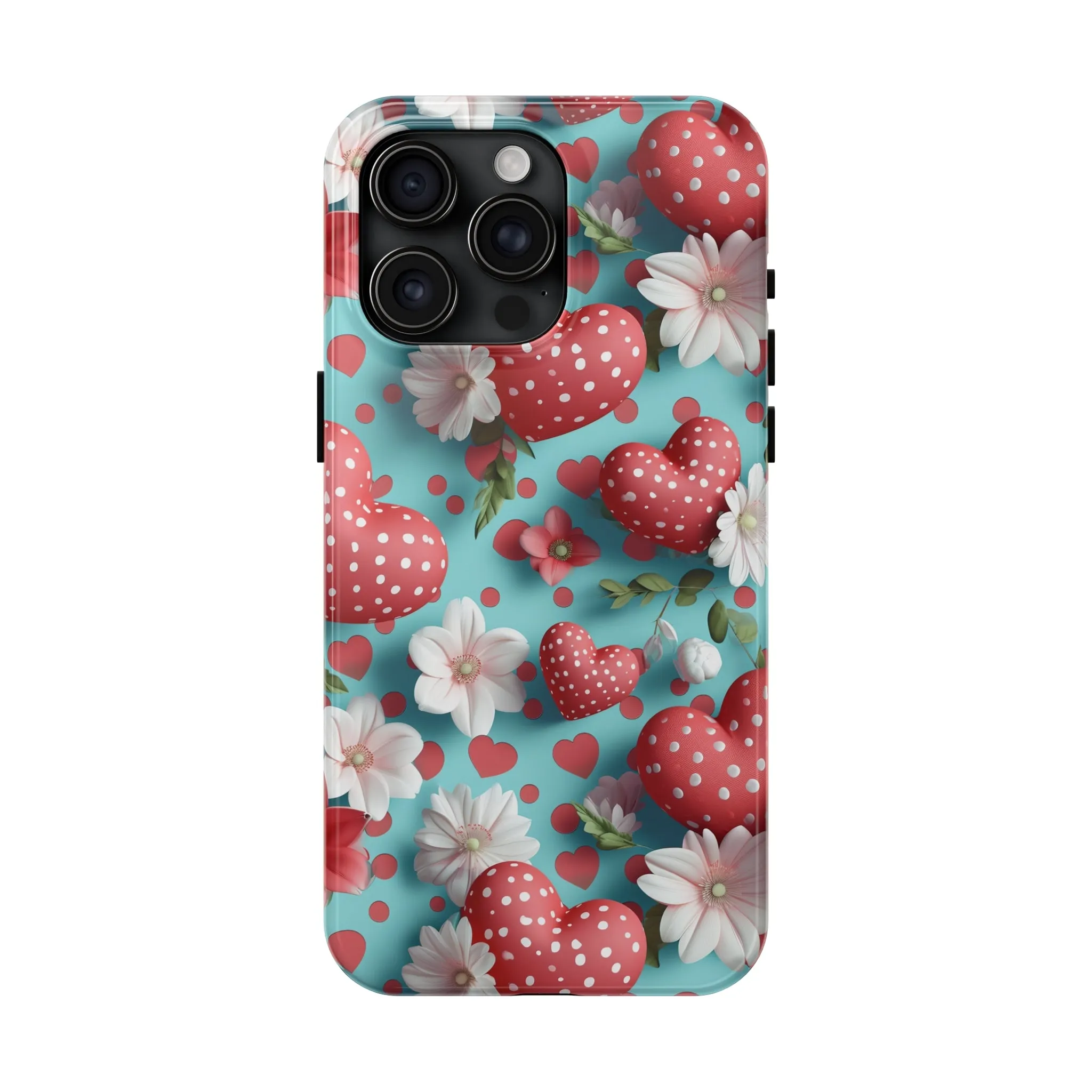 Polka Dot Hearts Digital print Design Tough Phone Case compatible with a large variety of iPhone models, Gift, Phone Case