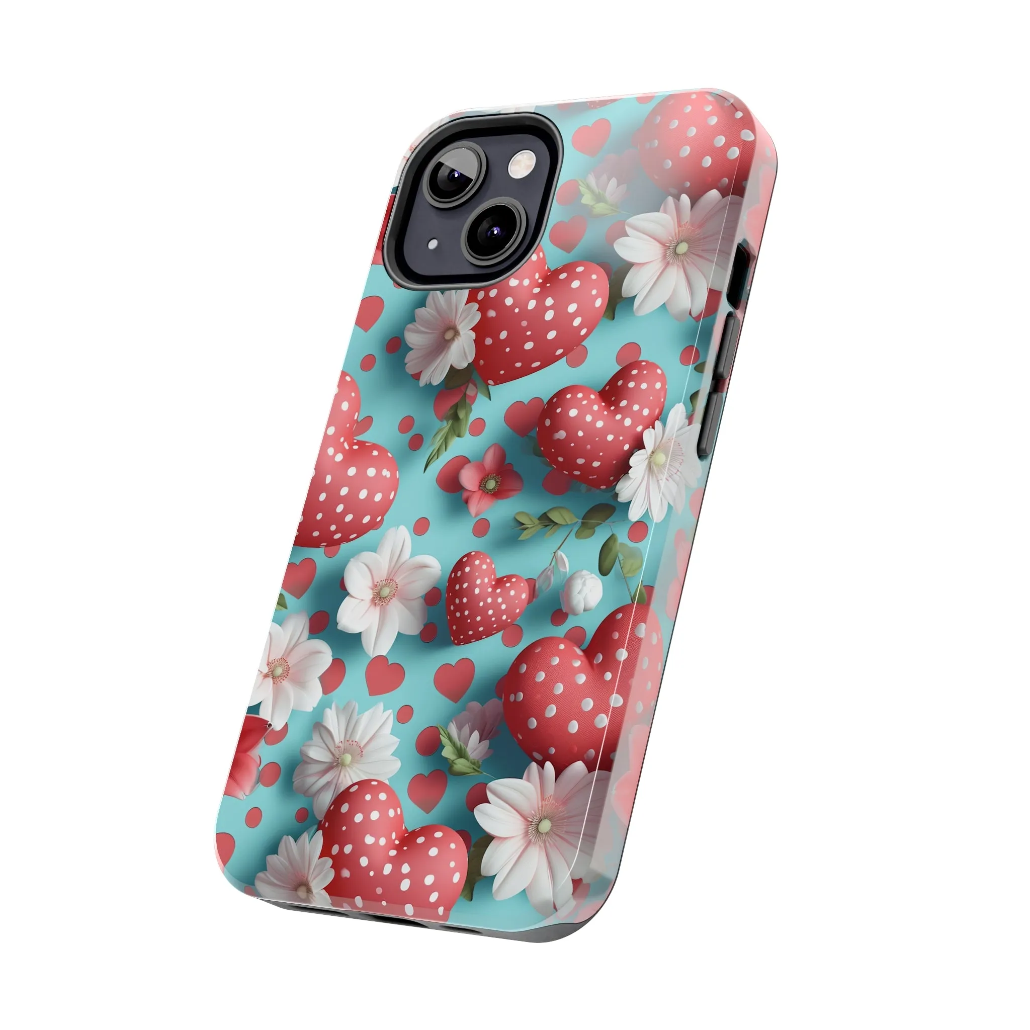 Polka Dot Hearts Digital print Design Tough Phone Case compatible with a large variety of iPhone models, Gift, Phone Case