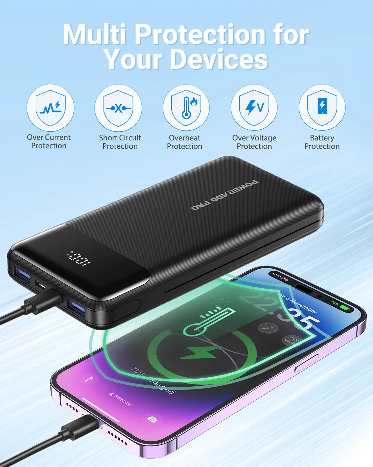 POWERADD PRO Power Bank 20000mAh with LED Display