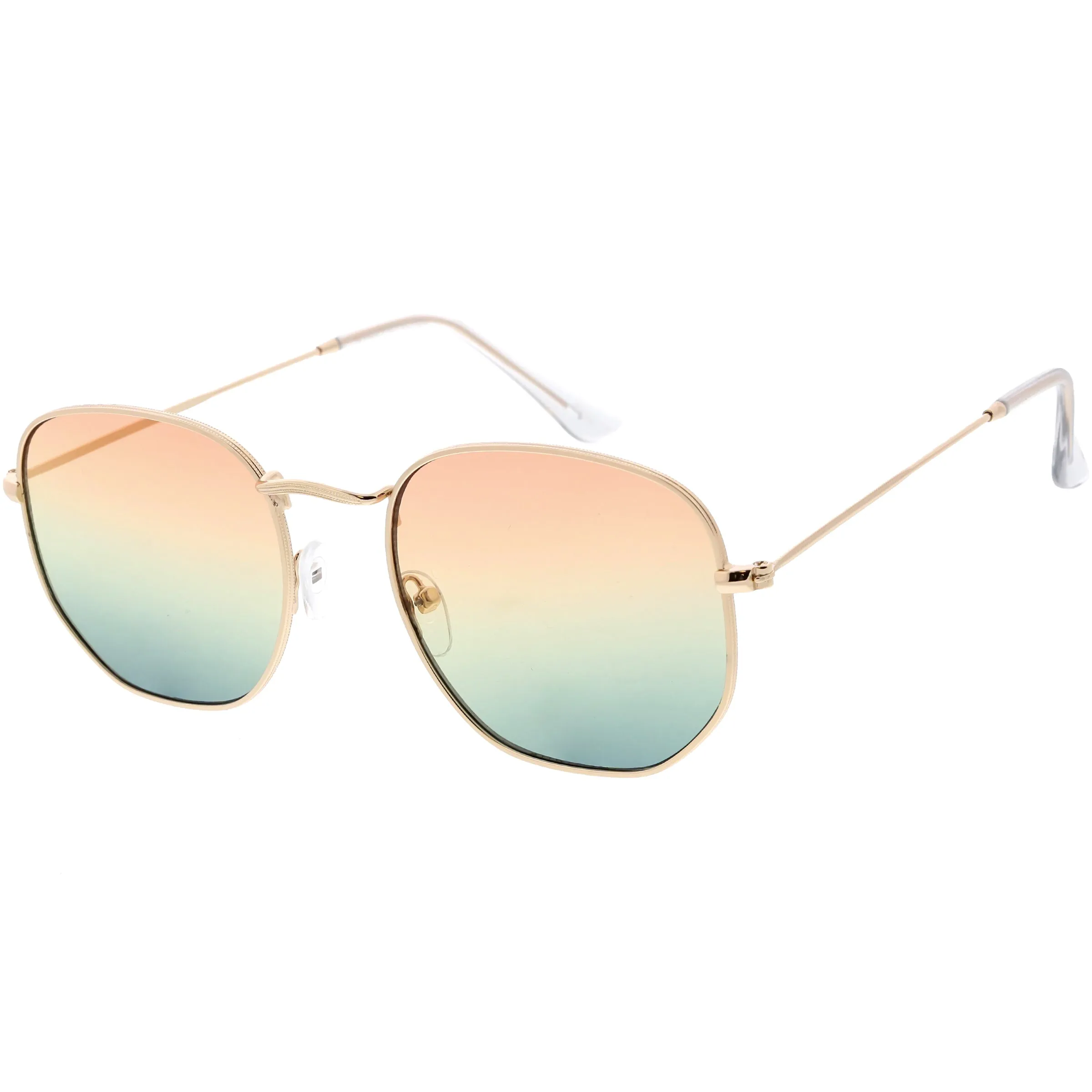 Retro Geometric Gradient Dual Color Metal Flat Lens Sunglasses C946