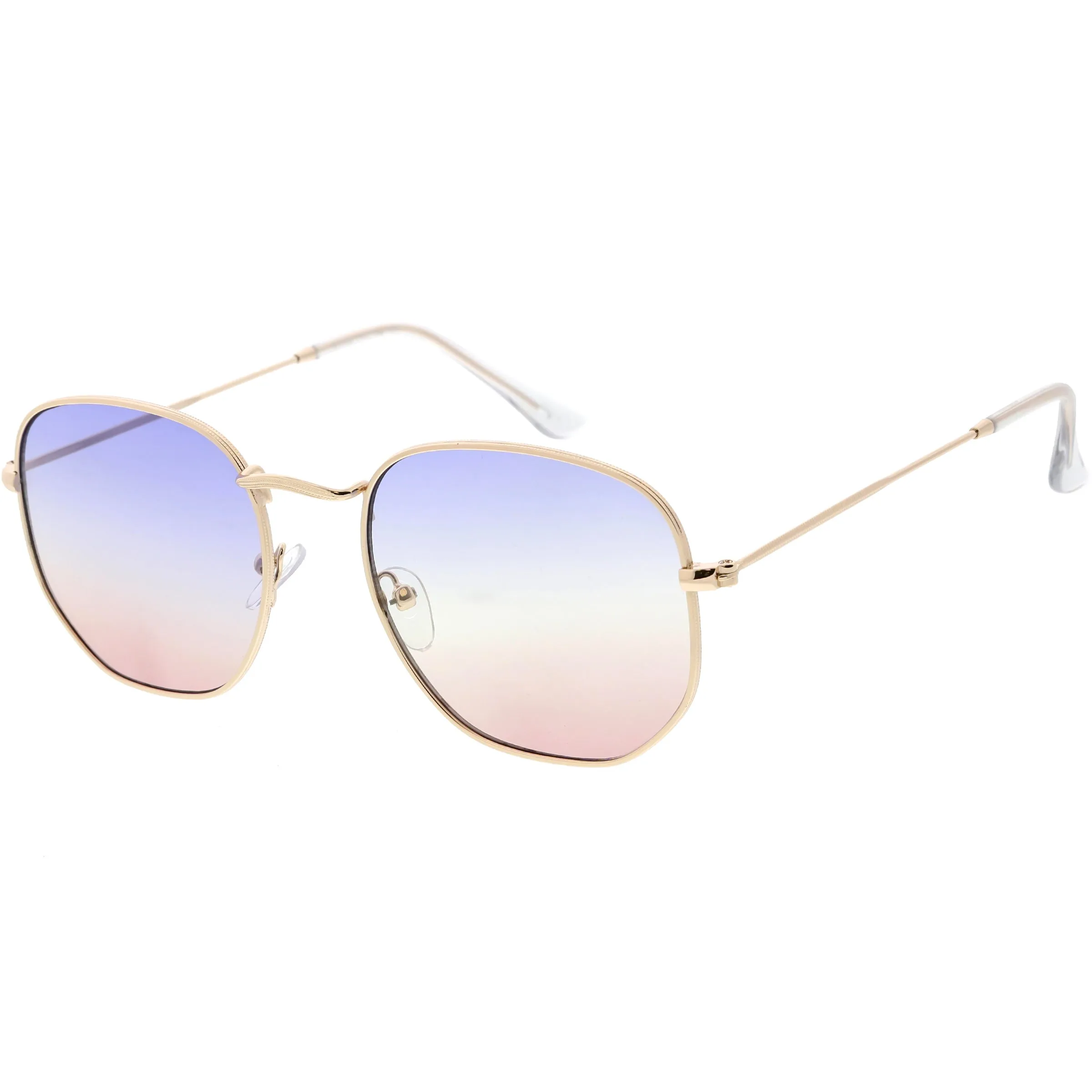 Retro Geometric Gradient Dual Color Metal Flat Lens Sunglasses C946