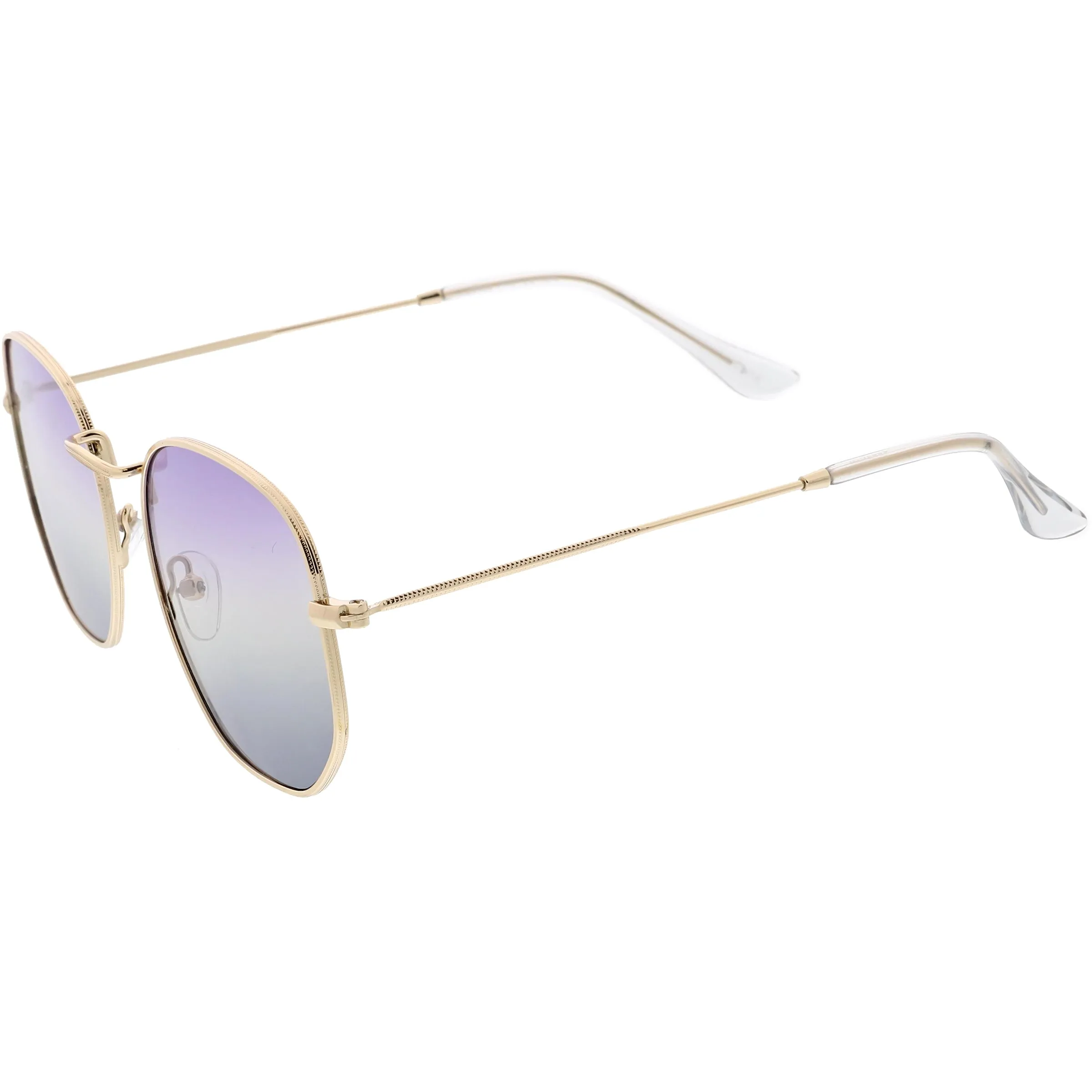 Retro Geometric Gradient Dual Color Metal Flat Lens Sunglasses C946