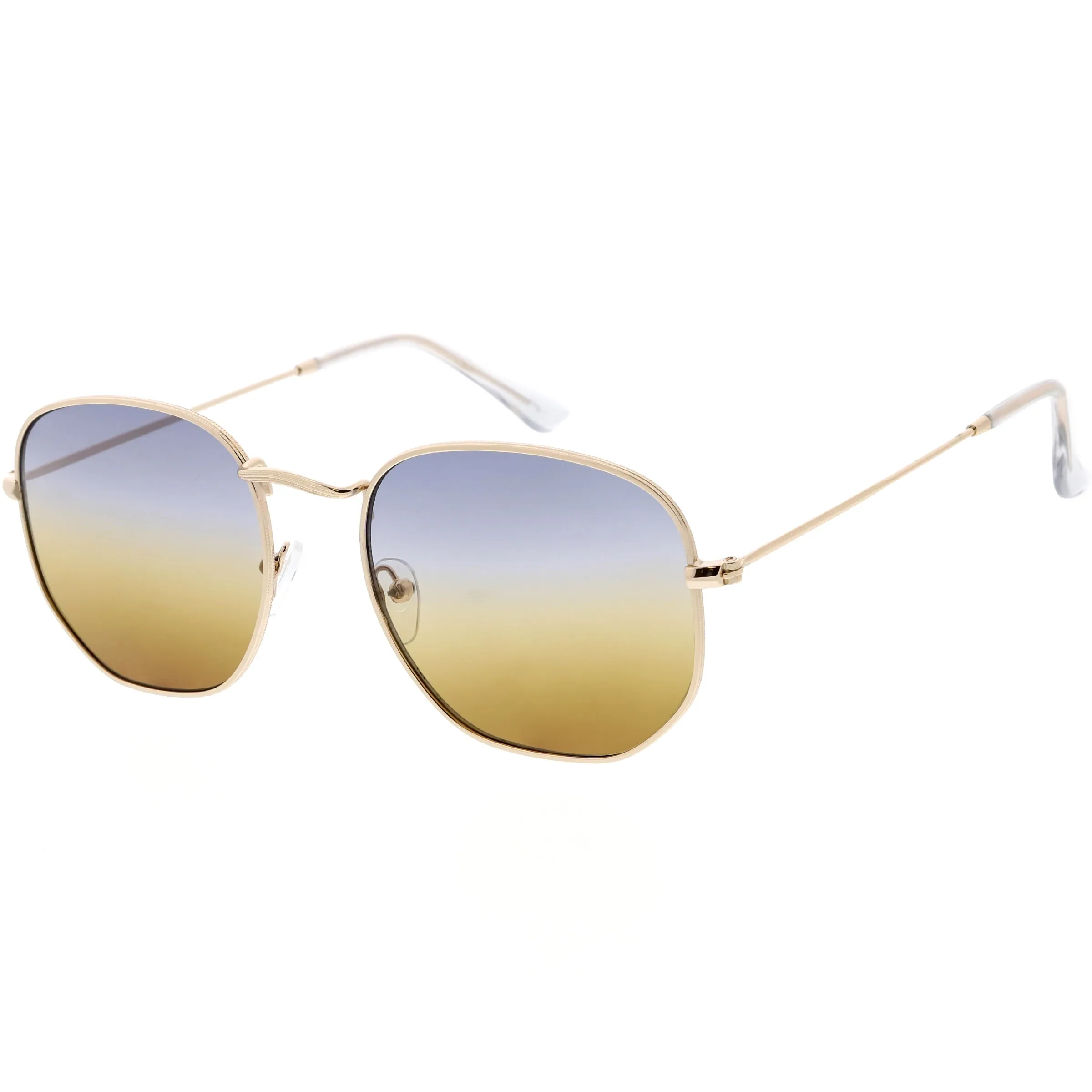 Retro Geometric Gradient Dual Color Metal Flat Lens Sunglasses C946