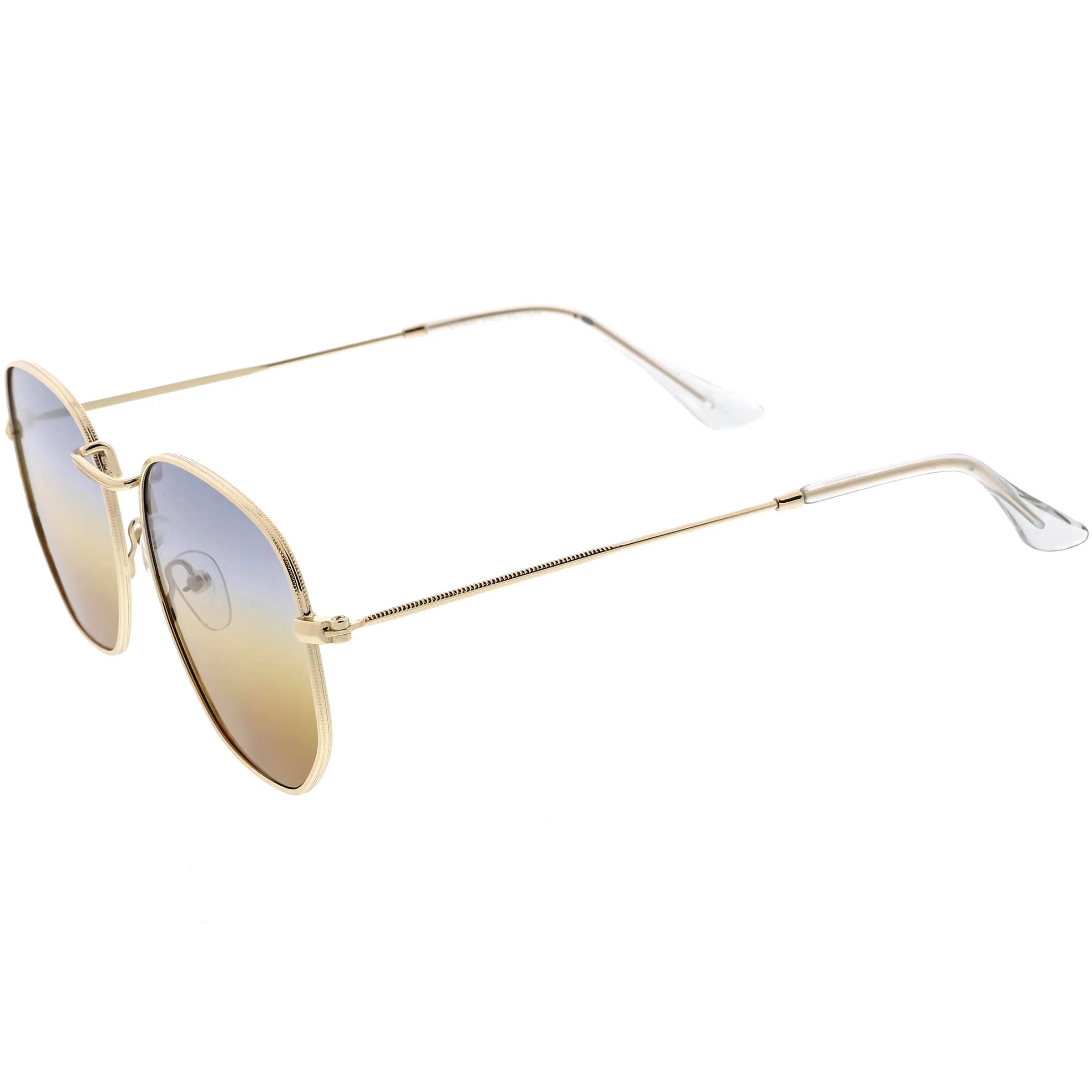 Retro Geometric Gradient Dual Color Metal Flat Lens Sunglasses C946