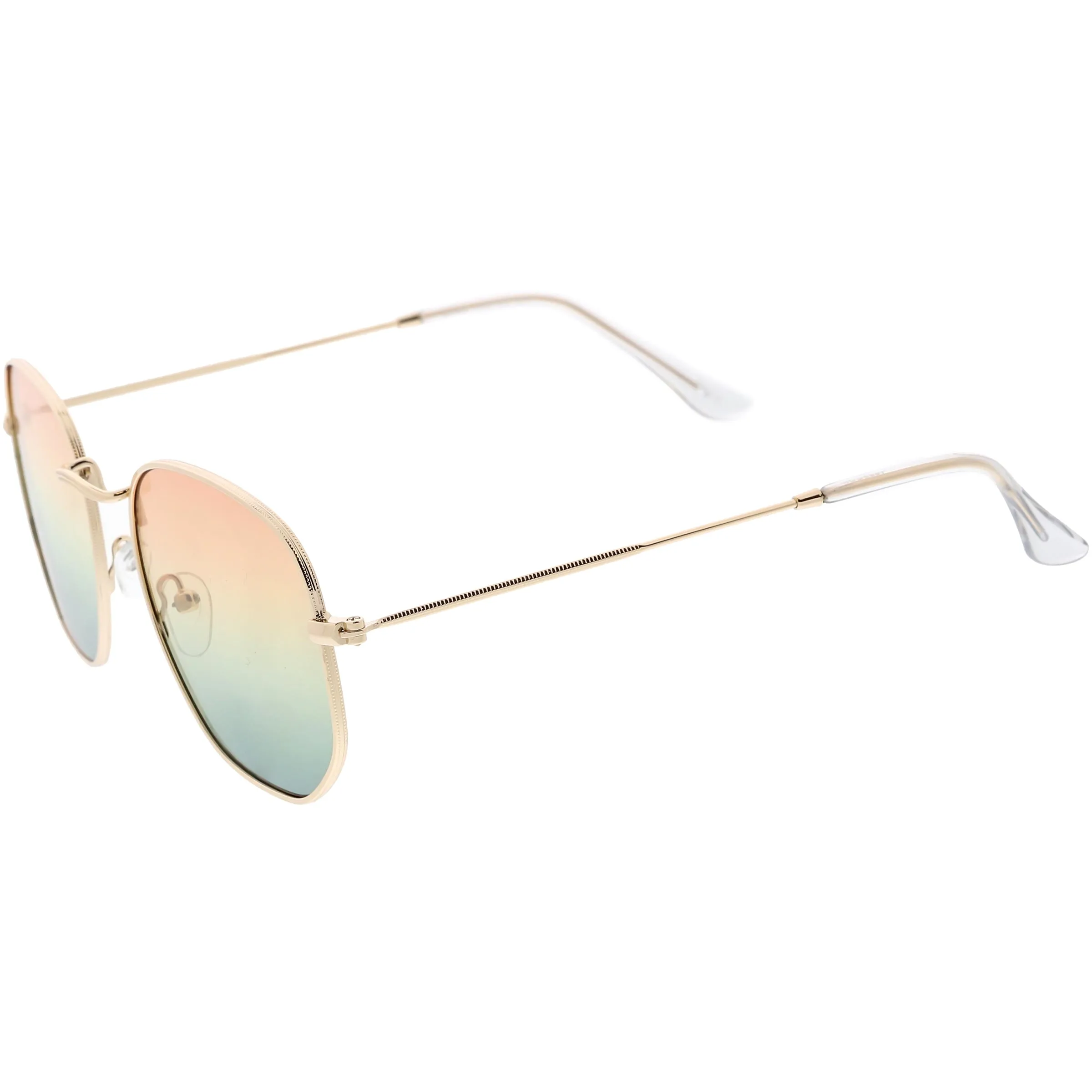 Retro Geometric Gradient Dual Color Metal Flat Lens Sunglasses C946