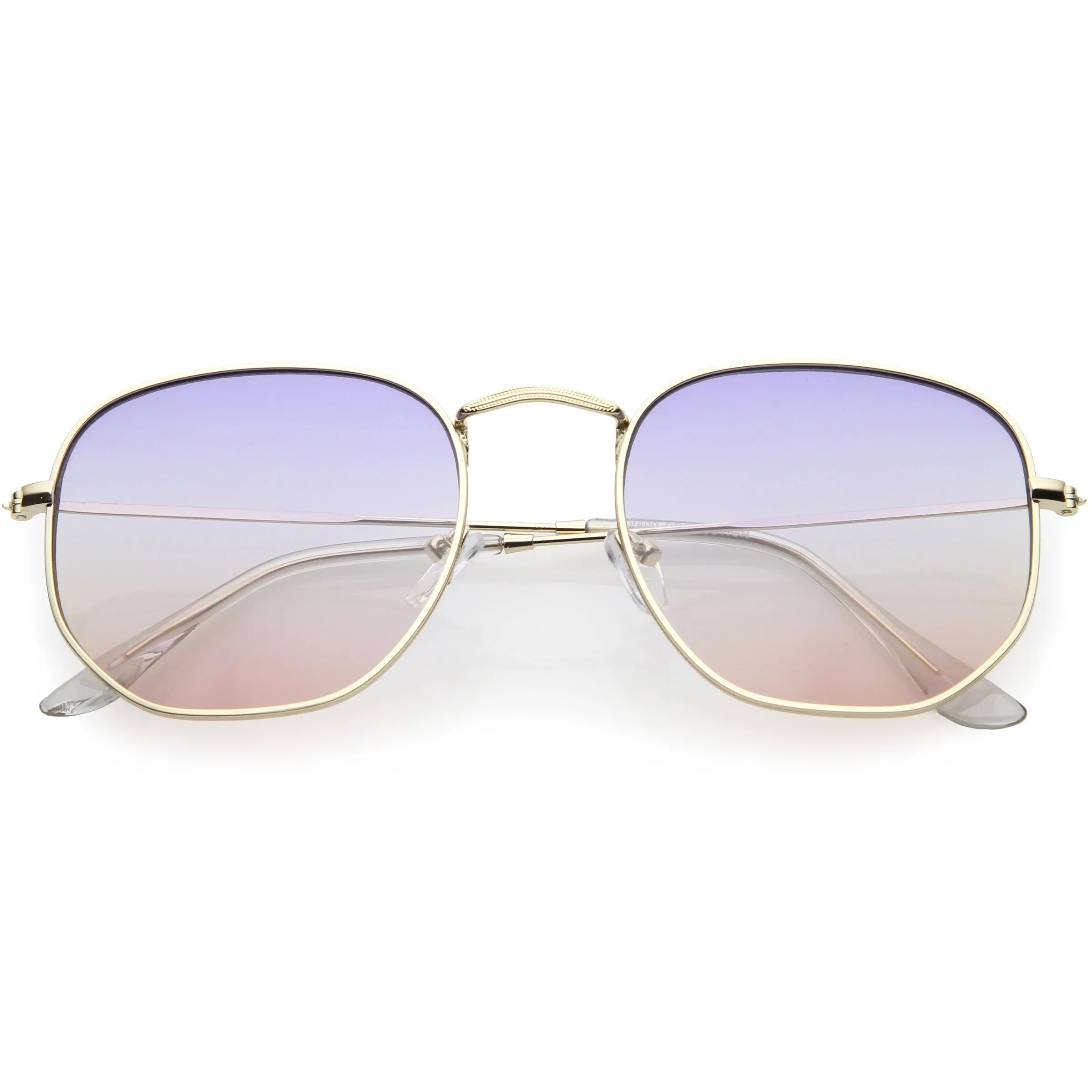 Retro Geometric Gradient Dual Color Metal Flat Lens Sunglasses C946