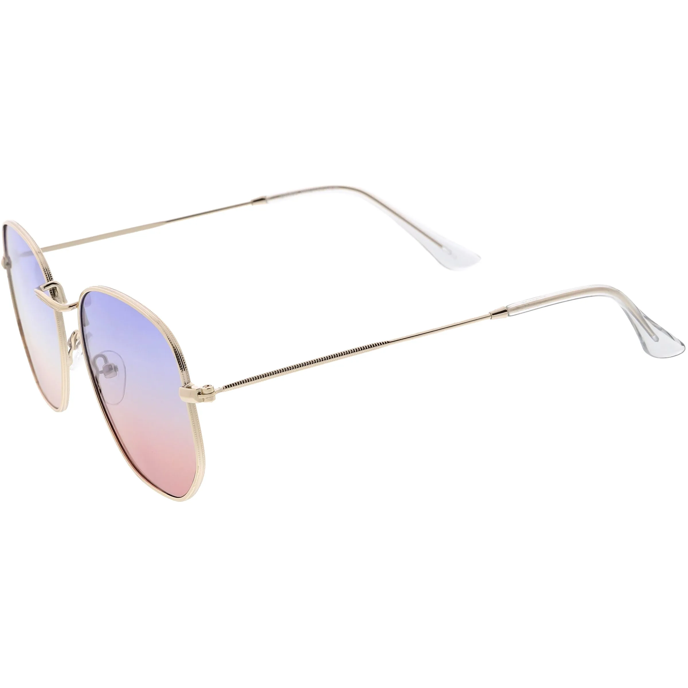 Retro Geometric Gradient Dual Color Metal Flat Lens Sunglasses C946