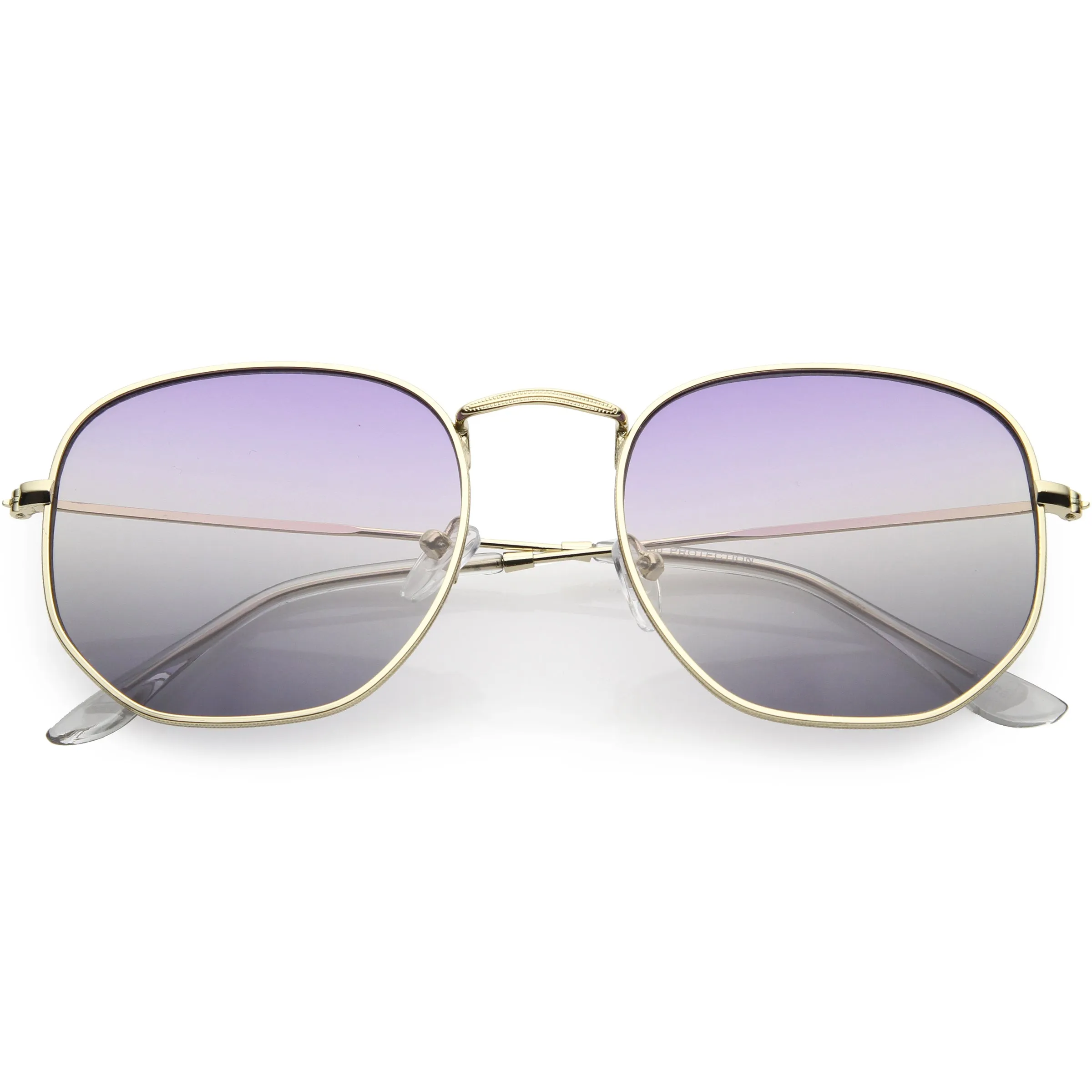 Retro Geometric Gradient Dual Color Metal Flat Lens Sunglasses C946