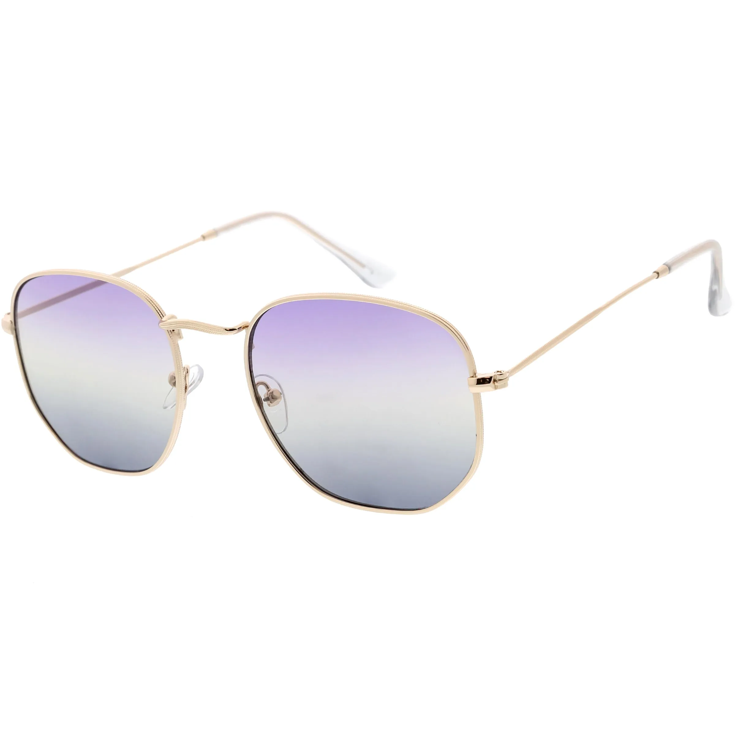 Retro Geometric Gradient Dual Color Metal Flat Lens Sunglasses C946