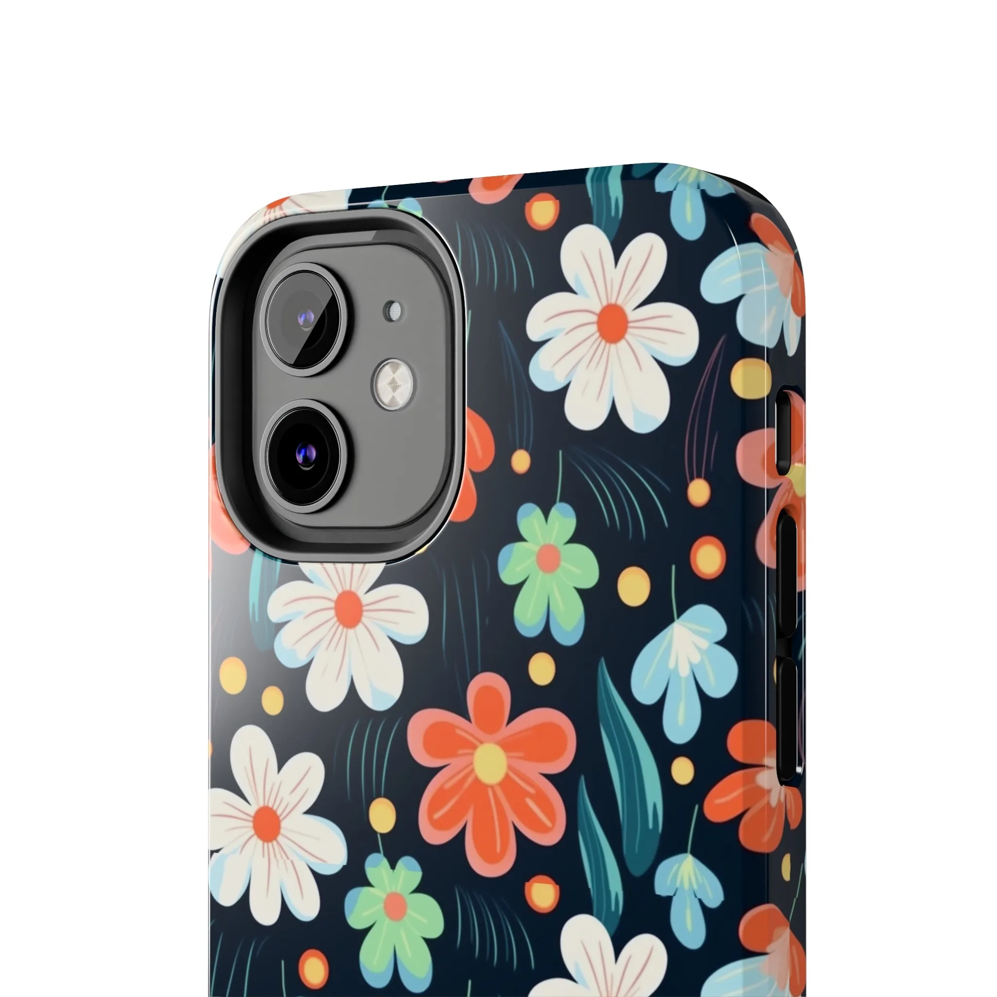 Retro Vibrant Flowers Pattern print design Tough Phone Case compatible with a large variety of phone models, Phone Case, Gift