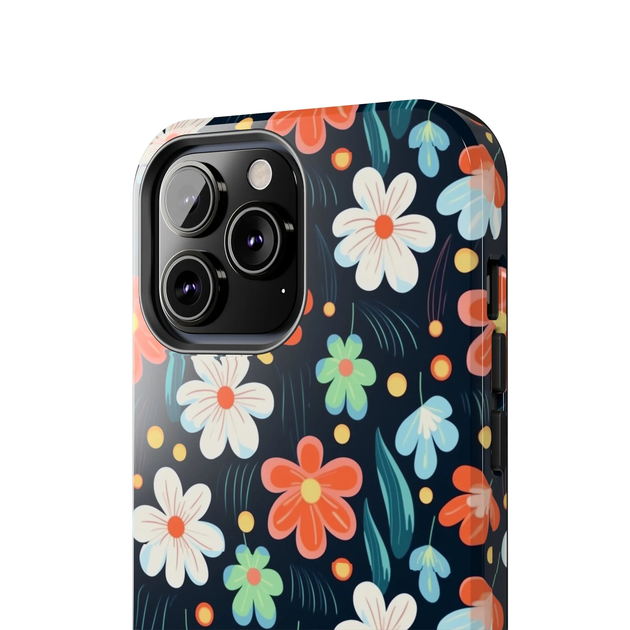 Retro Vibrant Flowers Pattern print design Tough Phone Case compatible with a large variety of phone models, Phone Case, Gift