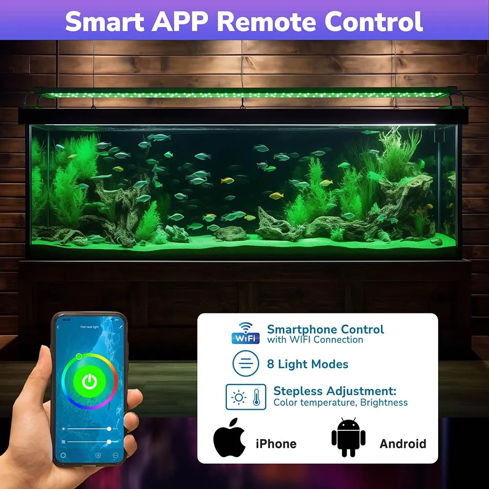 TheLAShop 48 inch Aquarium Light RGB APP & Panel Control Saltwater Freshwater