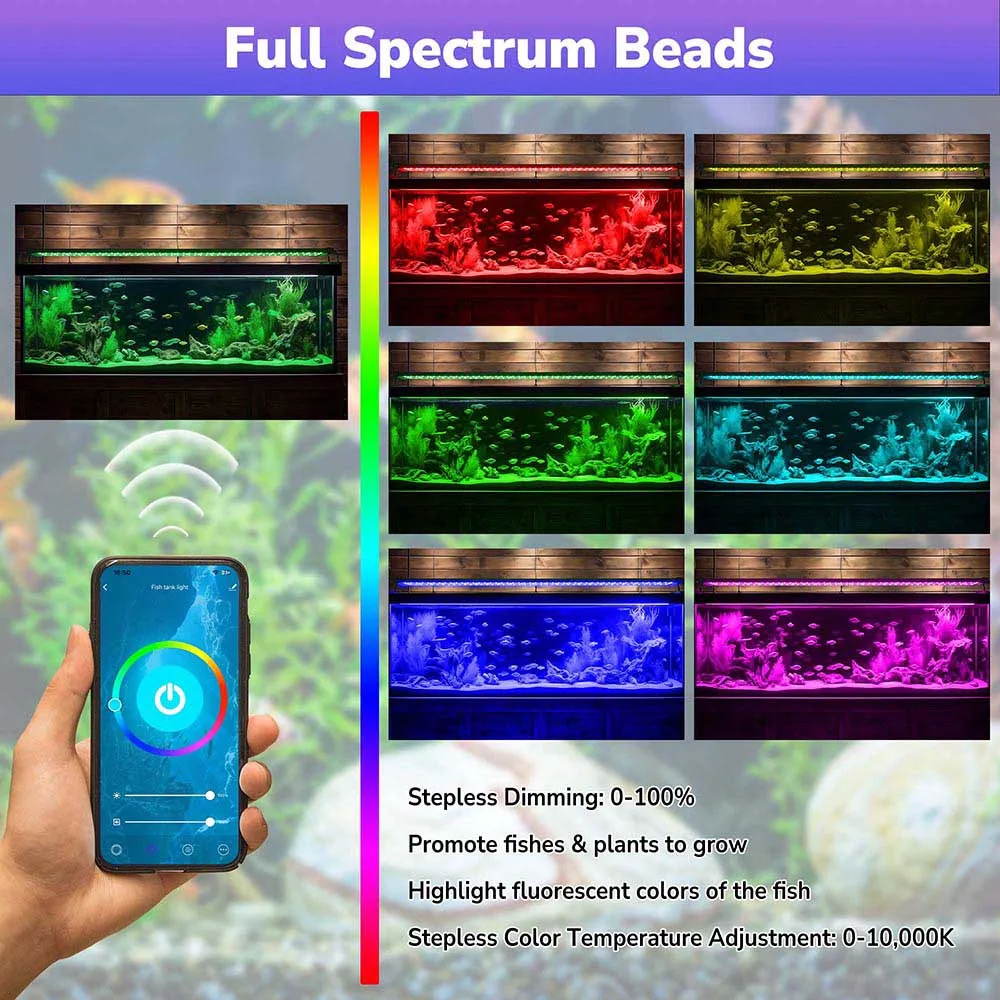 TheLAShop 48 inch Aquarium Light RGB APP & Panel Control Saltwater Freshwater