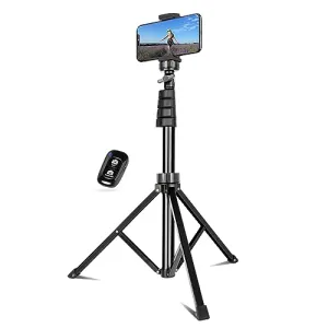 UBeesize Selfie Stick Tripod, 62" Extendable Tripod Stand with Bluetooth Remote for Cell Phones, Heavy Duty Aluminum, Lightweight