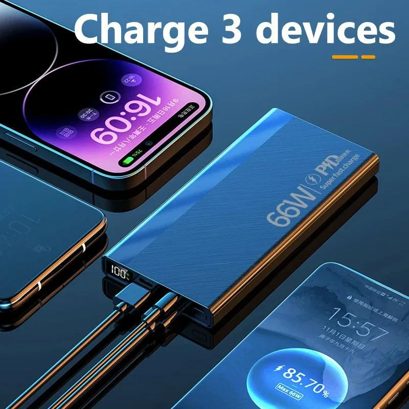 Ultra-High Capacity 30000mAh Power Bank with 66W Quick Charge - Versatile Portable Charger for iPhone, Samsung, Huawei, and Xiaomi with LED Display and Dual USB Ports