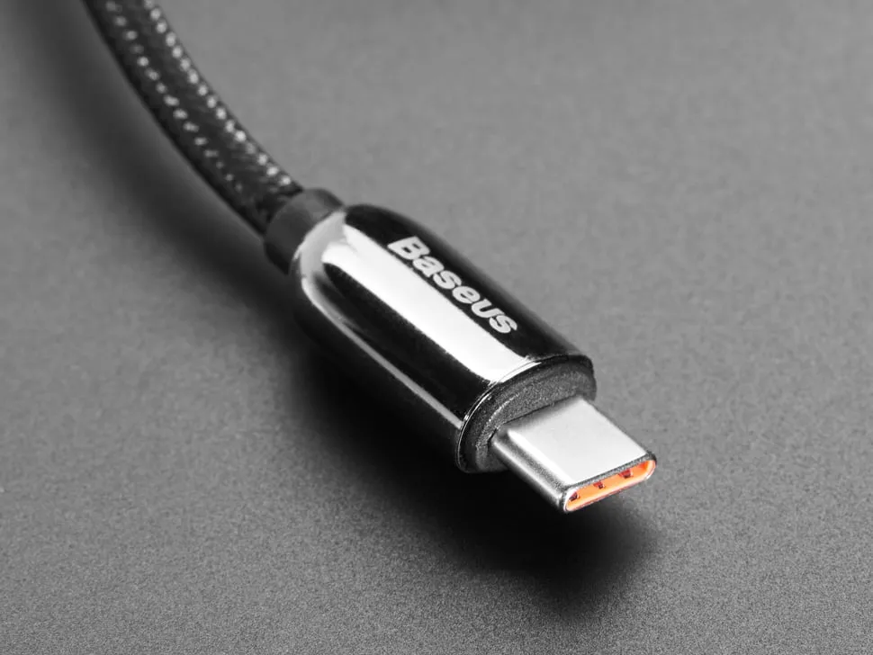 USB C to USB C Cable w 100W Watt Display - 1 meter Black Woven