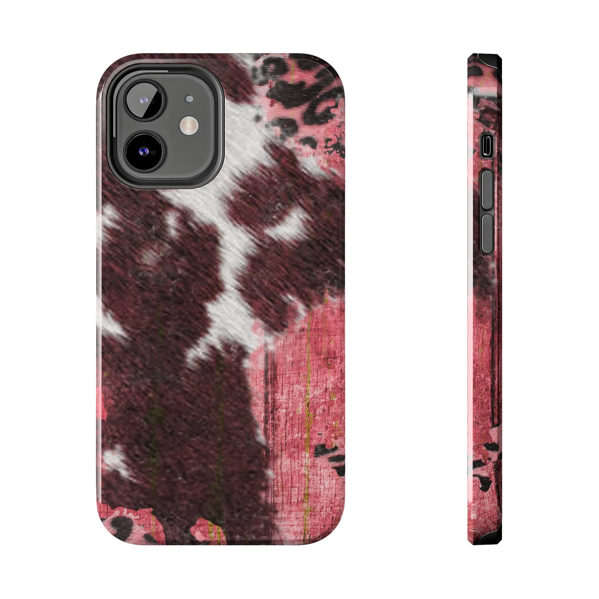 Western Cowhide Leopard Design Tough Phone Case compatible with a large variety of phone models, Gift, Phone Case