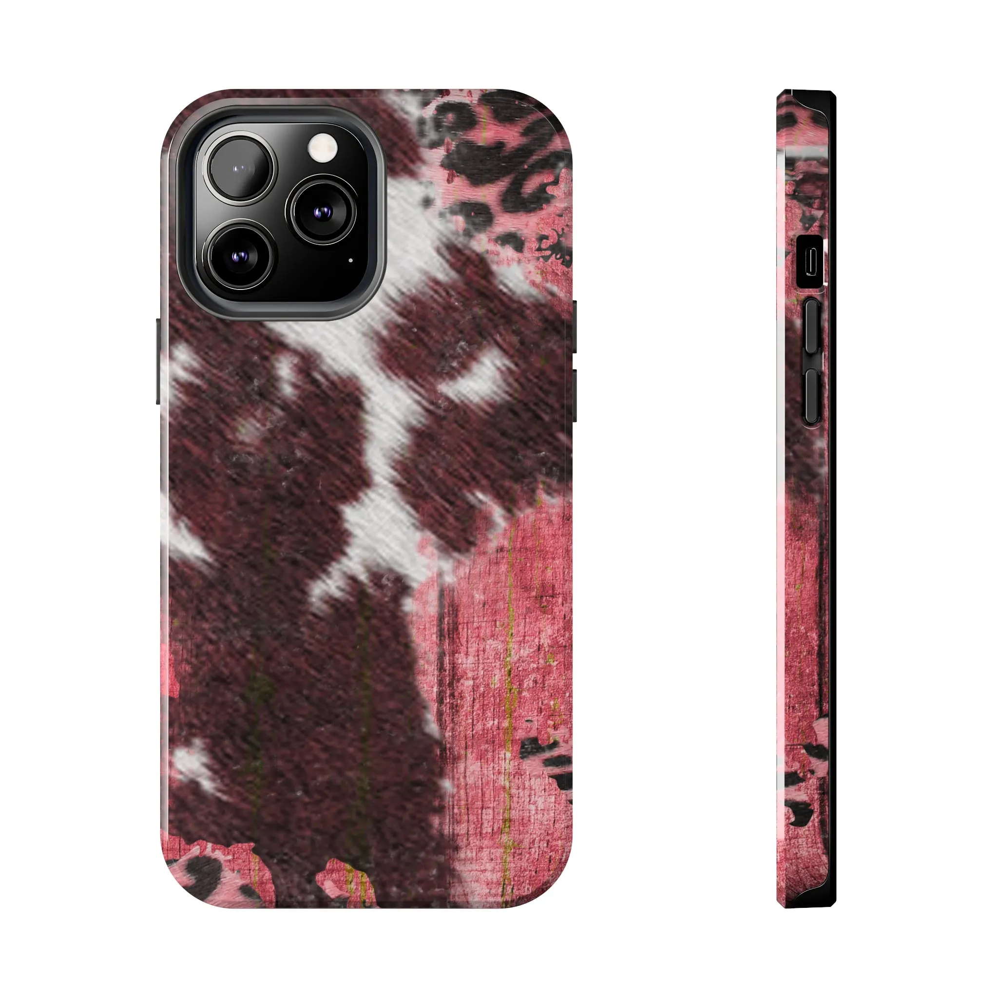 Western Cowhide Leopard Design Tough Phone Case compatible with a large variety of phone models, Gift, Phone Case