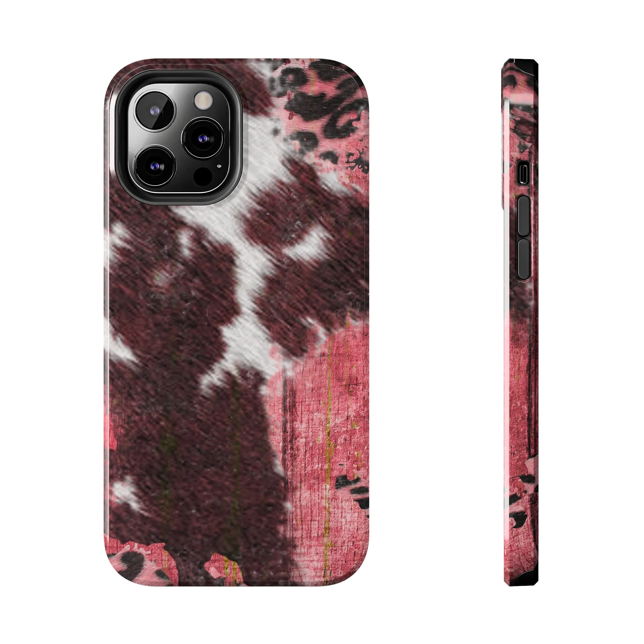 Western Cowhide Leopard Design Tough Phone Case compatible with a large variety of phone models, Gift, Phone Case