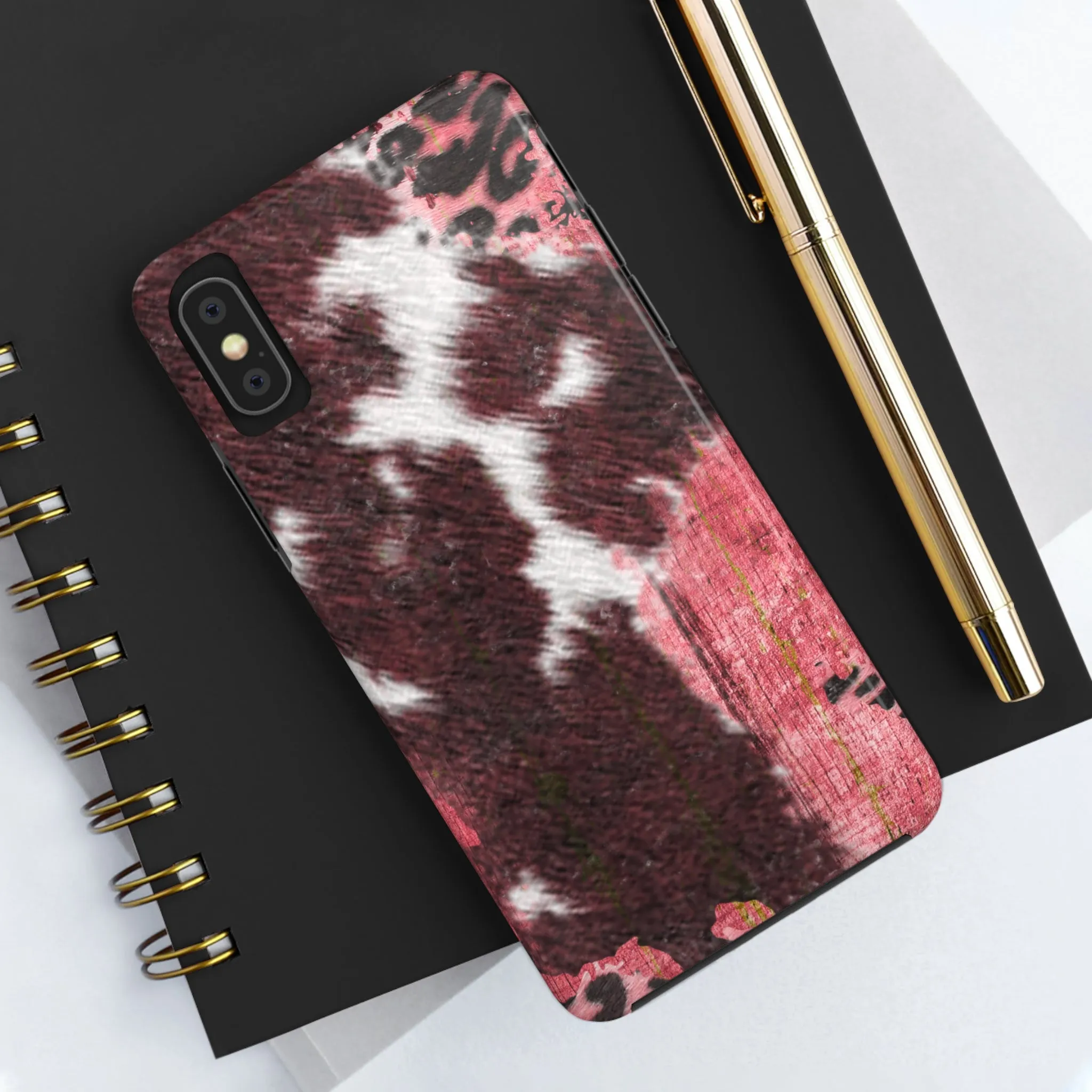 Western Cowhide Leopard Design Tough Phone Case compatible with a large variety of phone models, Gift, Phone Case