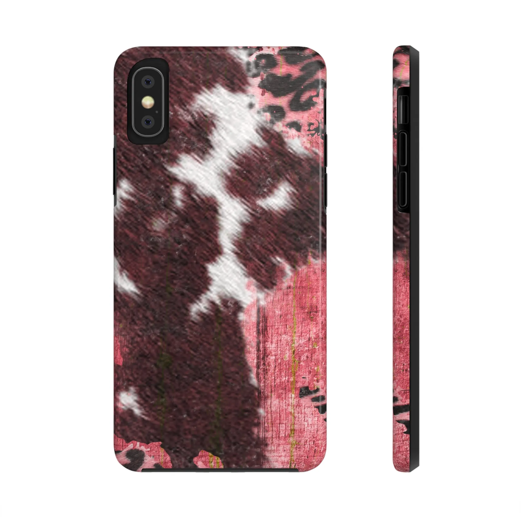 Western Cowhide Leopard Design Tough Phone Case compatible with a large variety of phone models, Gift, Phone Case