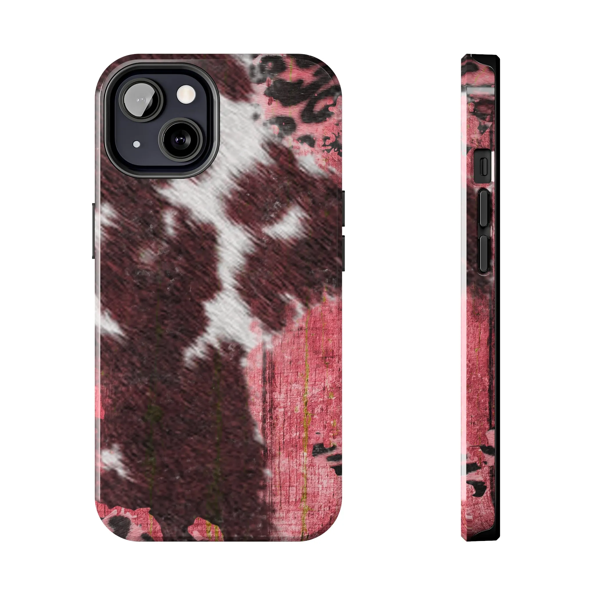 Western Cowhide Leopard Design Tough Phone Case compatible with a large variety of phone models, Gift, Phone Case