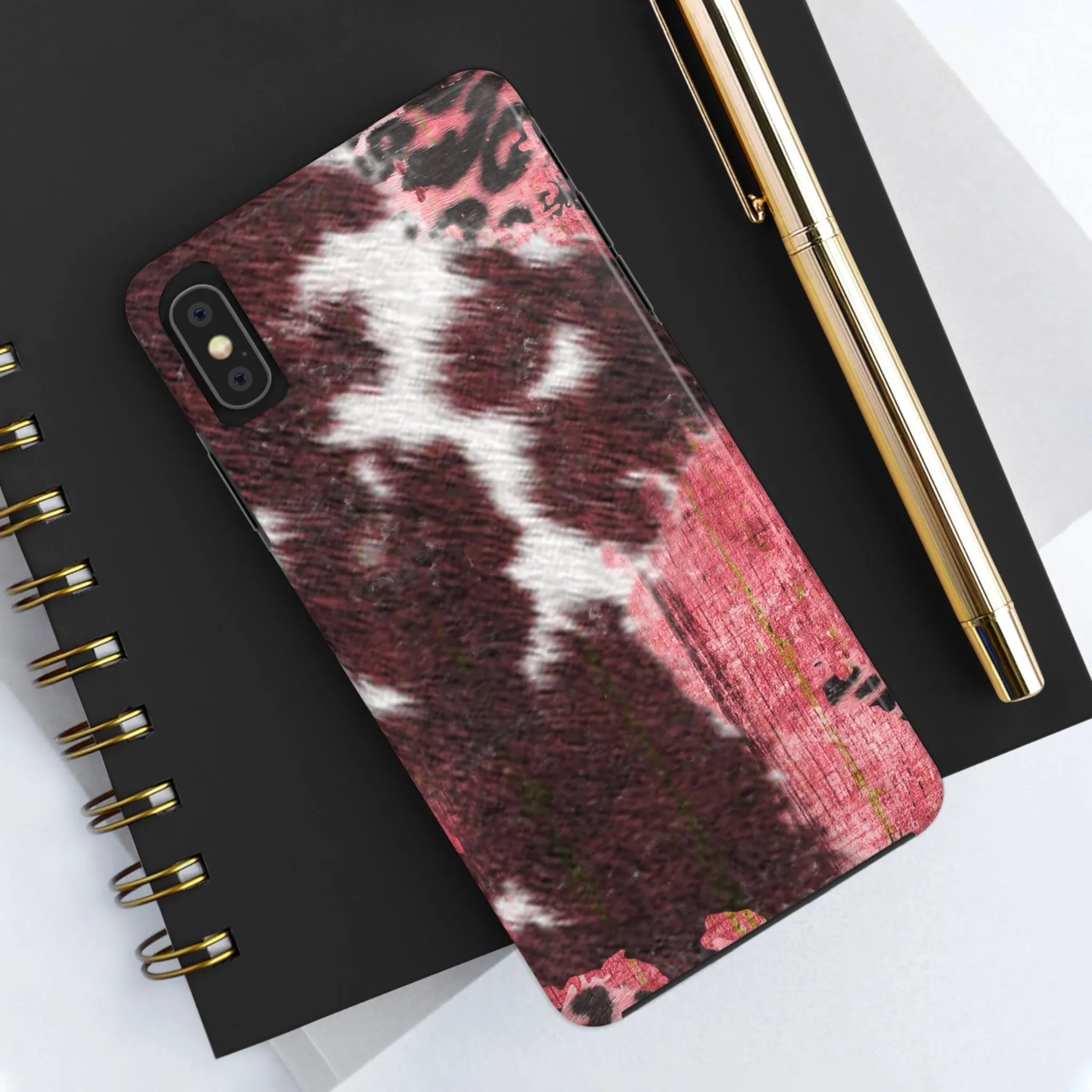 Western Cowhide Leopard Design Tough Phone Case compatible with a large variety of phone models, Gift, Phone Case