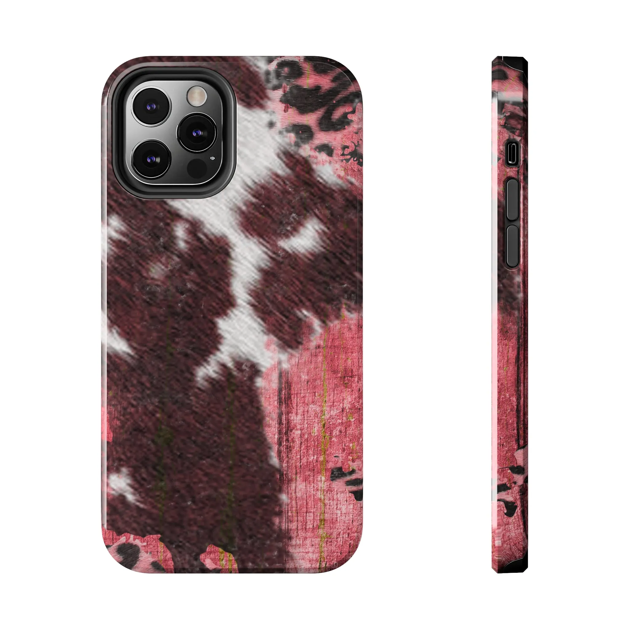 Western Cowhide Leopard Design Tough Phone Case compatible with a large variety of phone models, Gift, Phone Case