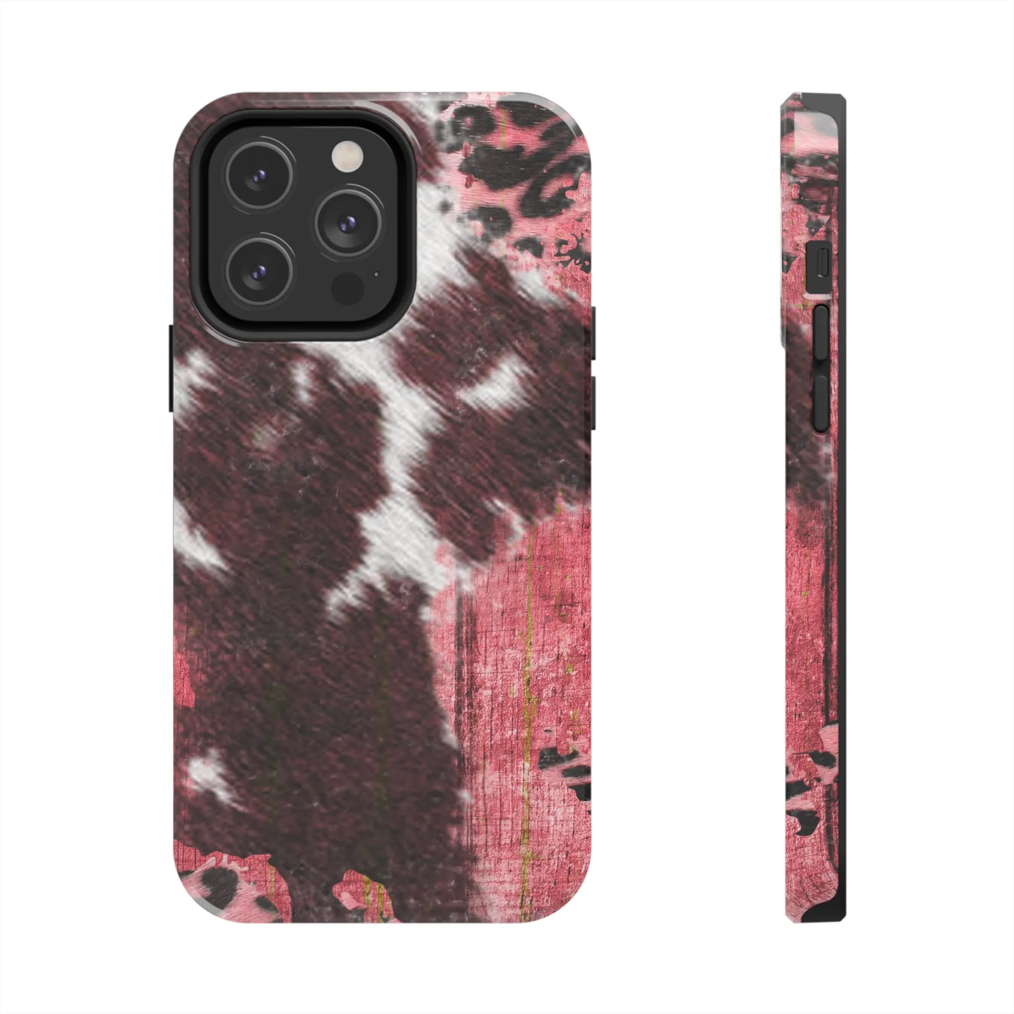 Western Cowhide Leopard Design Tough Phone Case compatible with a large variety of phone models, Gift, Phone Case