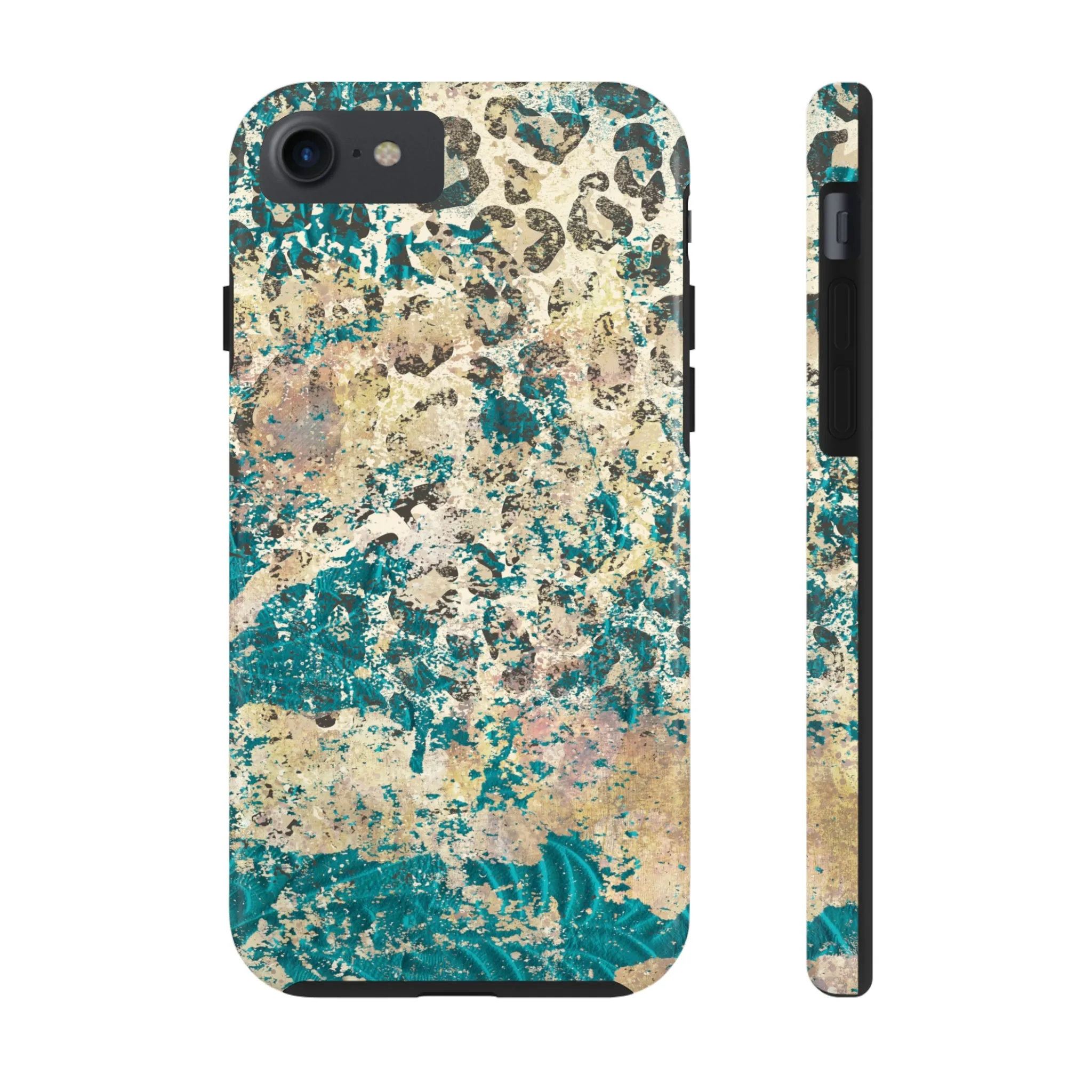 Western Turquoise and Cheetah Design Tough Phone Case compatible with a large variety of phone models, Gift, Phone Case