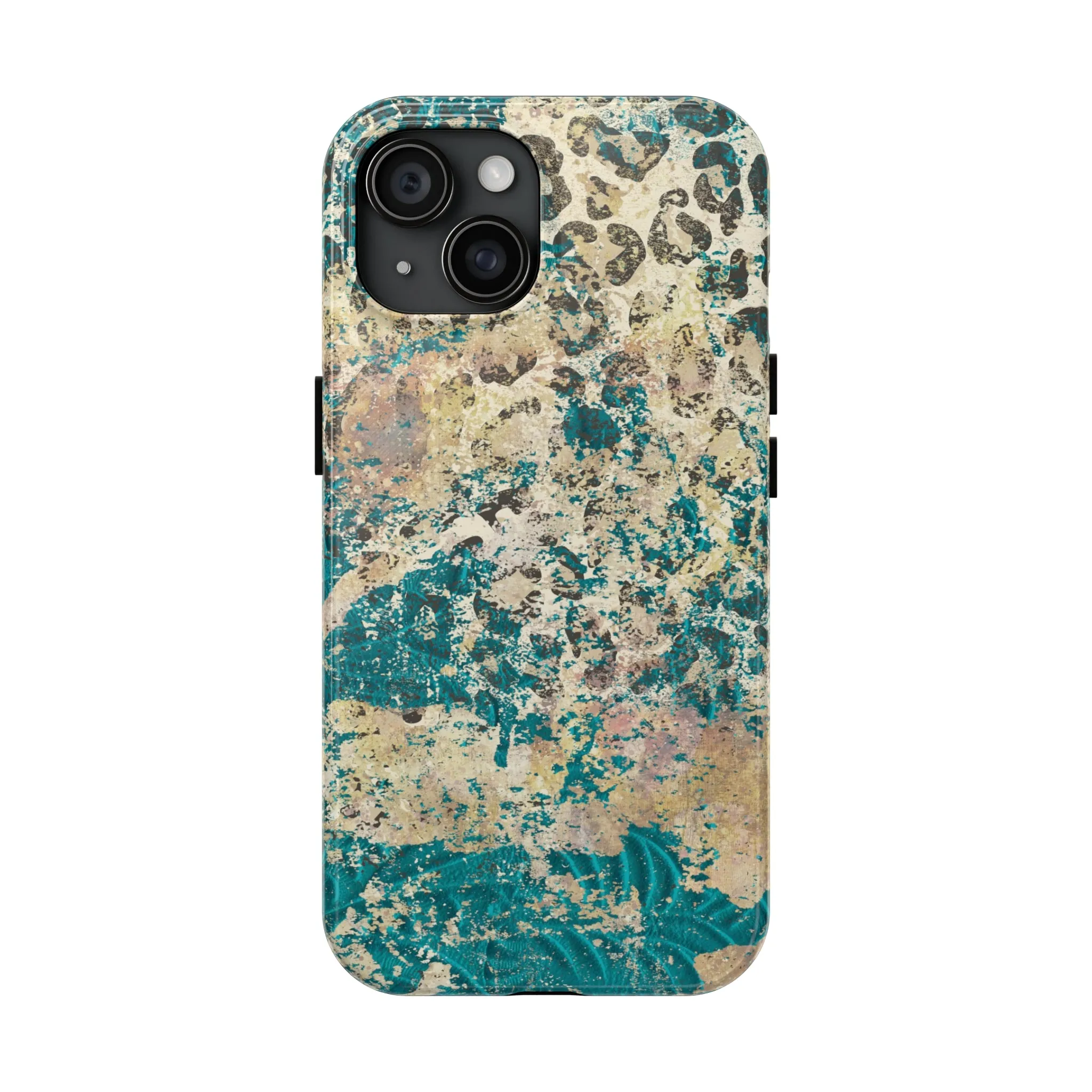 Western Turquoise and Cheetah Design Tough Phone Case compatible with a large variety of phone models, Gift, Phone Case