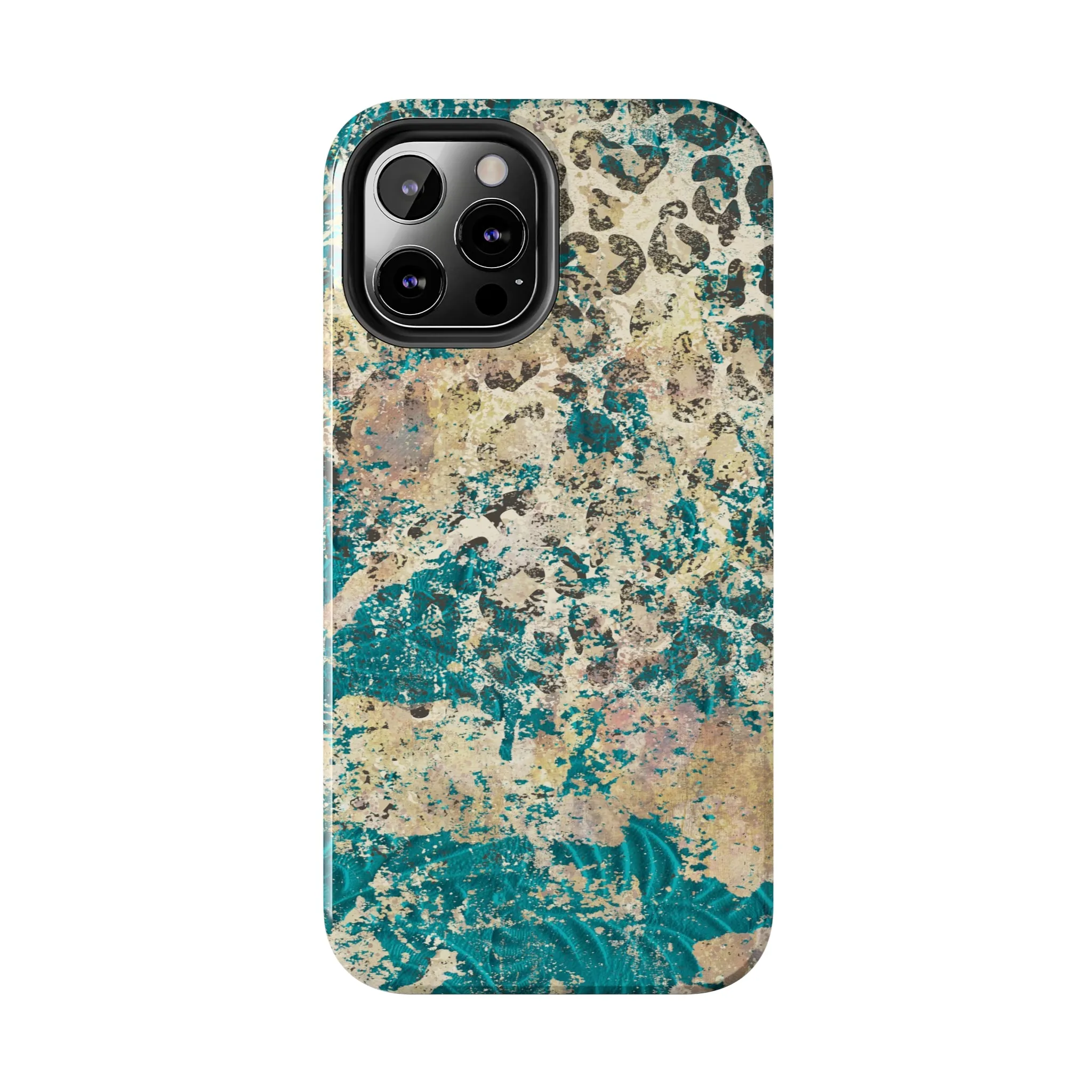 Western Turquoise and Cheetah Design Tough Phone Case compatible with a large variety of phone models, Gift, Phone Case