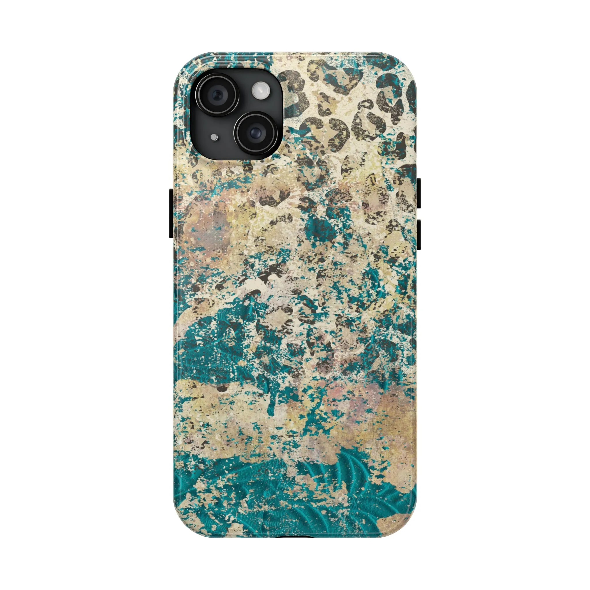 Western Turquoise and Cheetah Design Tough Phone Case compatible with a large variety of phone models, Gift, Phone Case