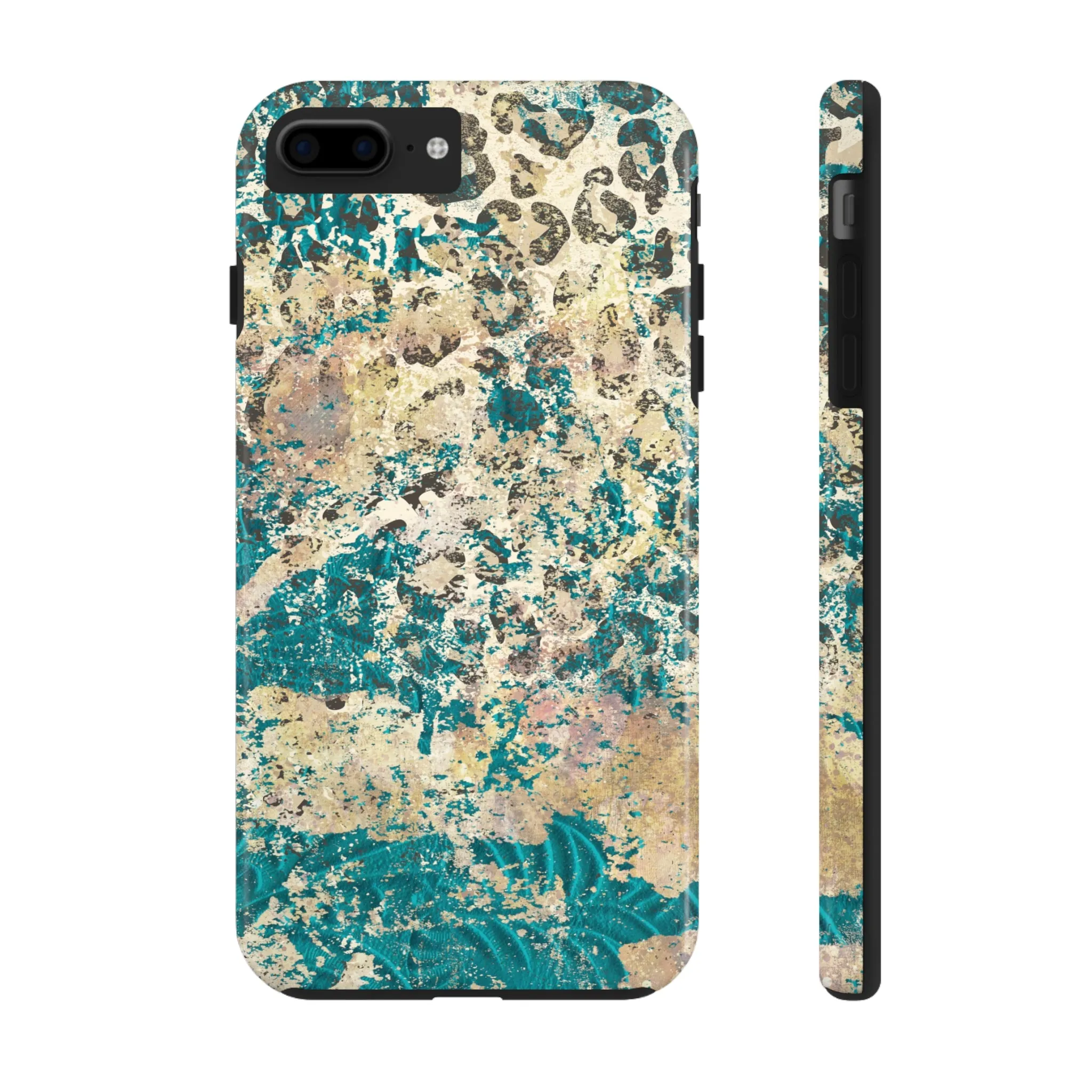 Western Turquoise and Cheetah Design Tough Phone Case compatible with a large variety of phone models, Gift, Phone Case