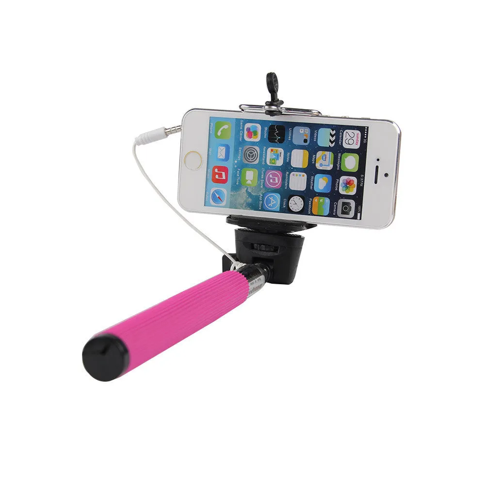 Wired Selfie Sticks Handheld Monopod Built-in Shutter Extendable  Mount Holder Photo For iPhone Samsung Smartphone Phones Camera