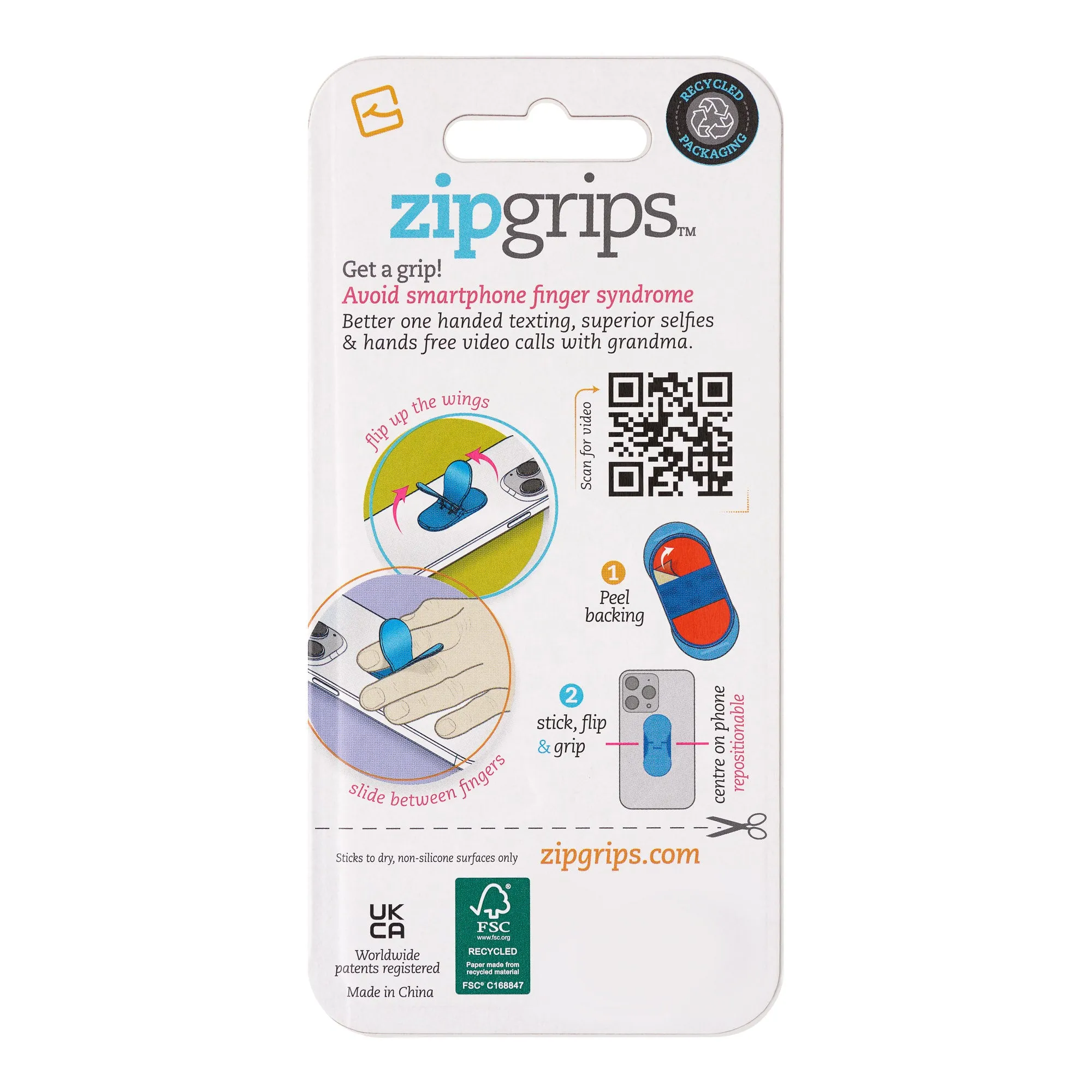 ZipGrips Phone Holder - Pink Flowers